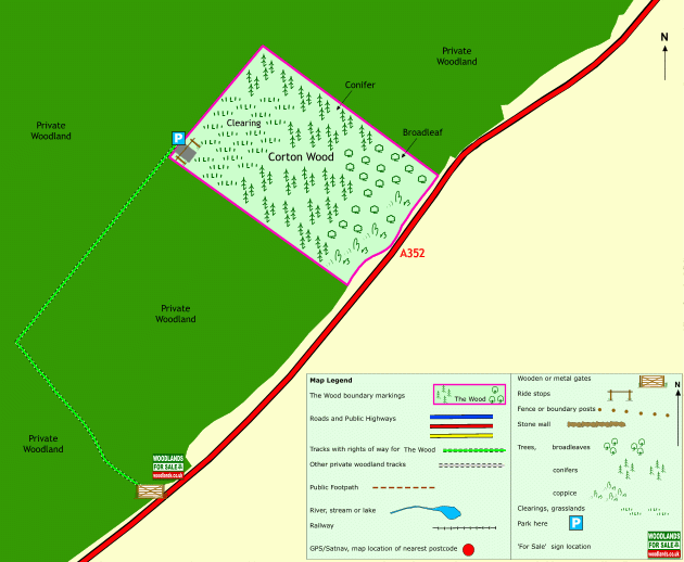 Corton Wood - SOLD map