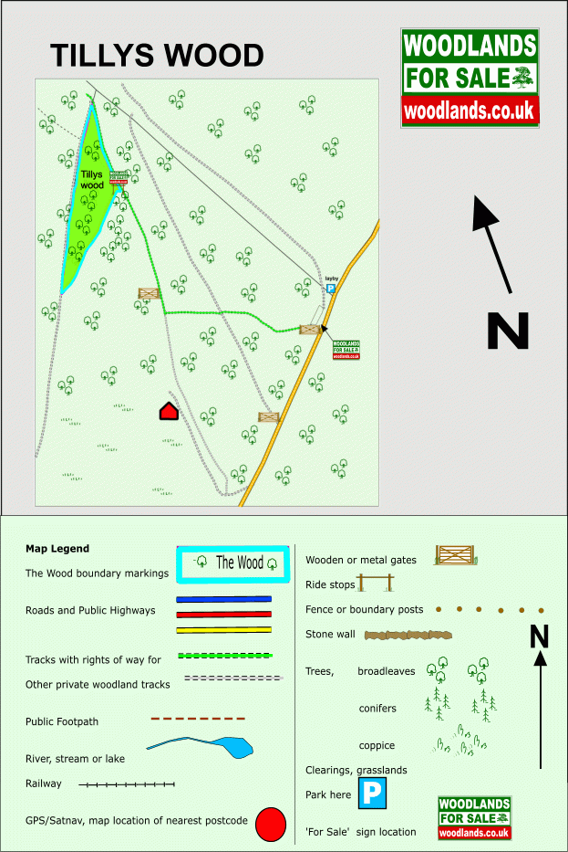 Click to view a full-size version Tillys Wood - SOLD map