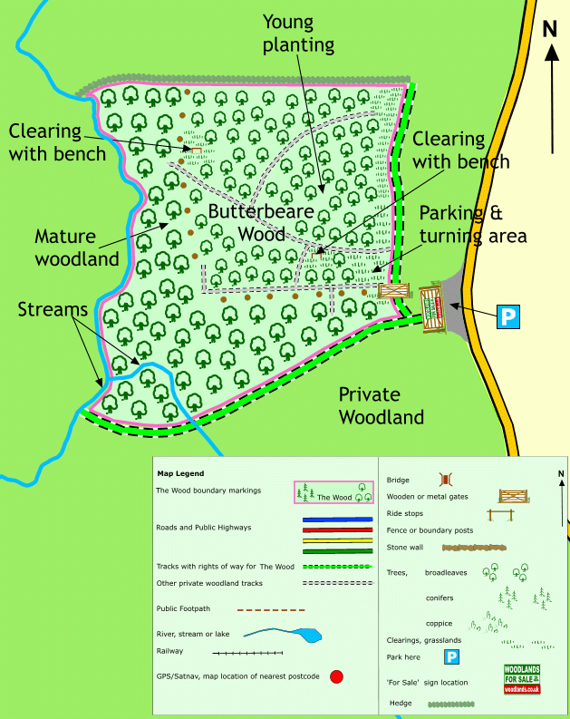 Butterbeare Wood - SOLD map