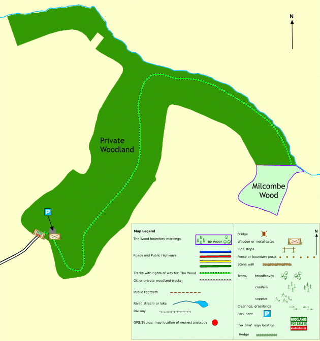 Click to view a full-size version Milcombe Wood - SOLD map