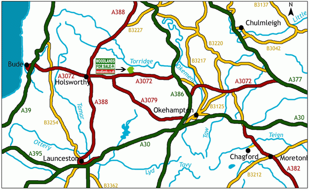Click to view a full-size version Narracott Wood - SOLD map