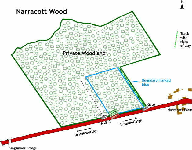 Click to view a full-size version Narracott Wood - SOLD map