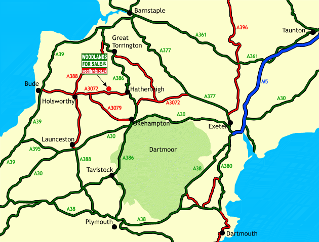 Click to view a full-size version Pulworthy Wood - SOLD map