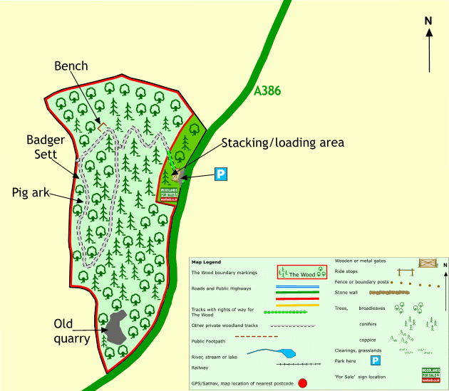 Taddiport Wood map