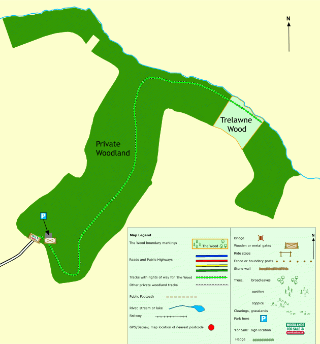 Trelawne Wood map