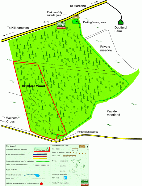 Brimford Wood - SOLD map