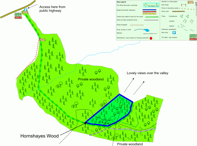 Click to view a full-size version Hornshaynes wood - SOLD map