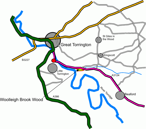 Click to view a full-size version Woolleigh Brook Wood - SOLD map