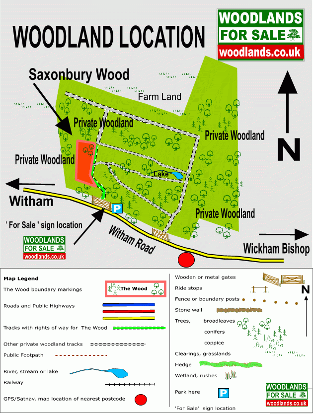 Click to view a full-size version Saxonbury Wood - SOLD map