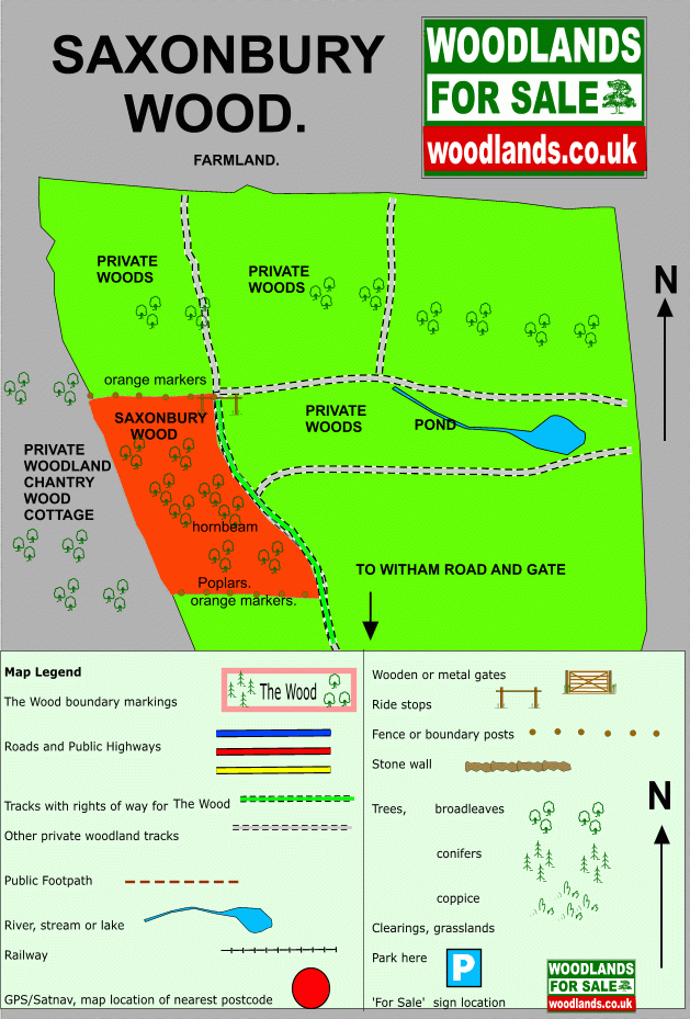 Click to view a full-size version Saxonbury Wood - SOLD map