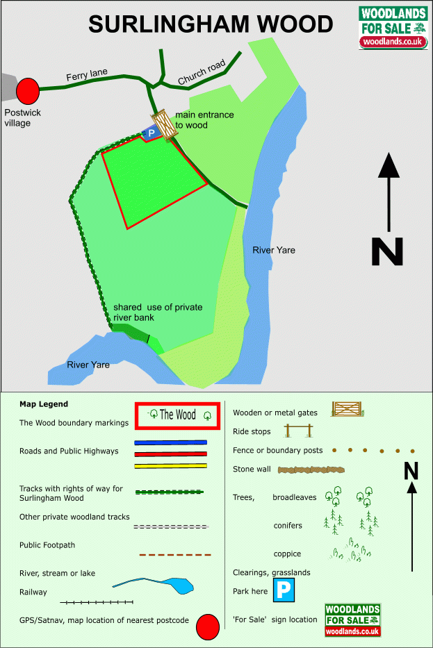 Surlingham Wood - SOLD map