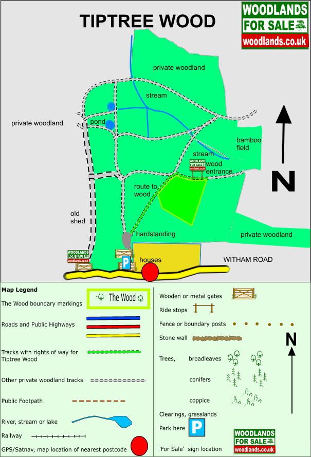 Click to view a full-size version Tiptree Wood - SOLD map