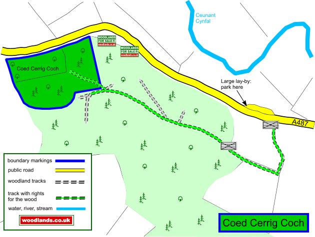 Click to view a full-size version Coed Cerrig Coch - Red Rock Wood map