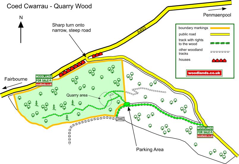 Coed Cwarrau - Quarry Wood - SOLD map