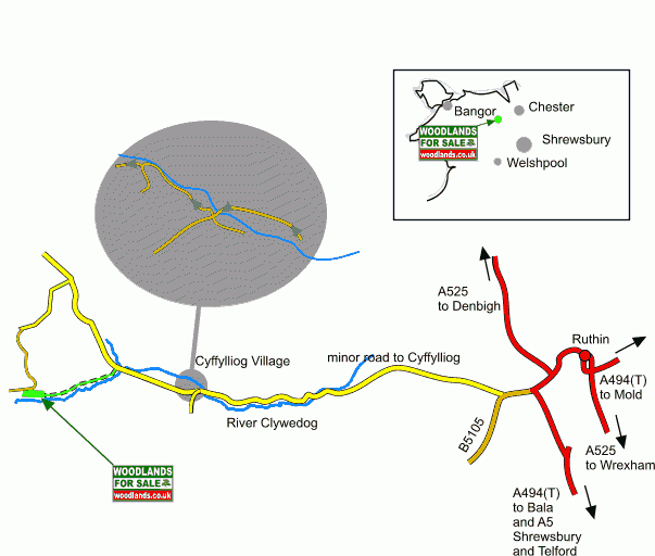 Click to view a full-size version Coed Fron Ddu map