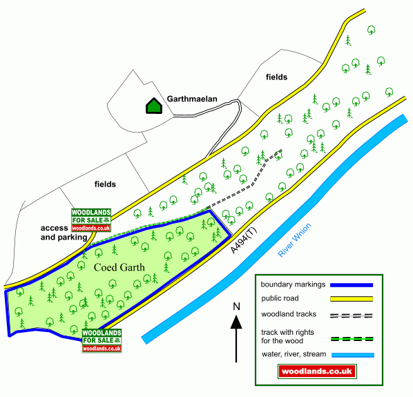Coed Garth - Hill Wood map
