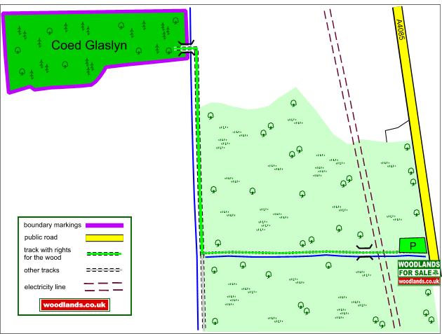 Click to view a full-size version Coed Glaslyn - SOLD map