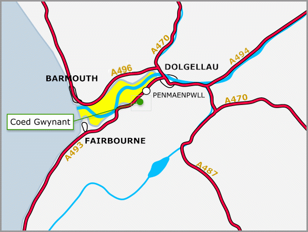 Click to view a full-size version Coed Glyndwr - Glyndwr Wood - SOLD map