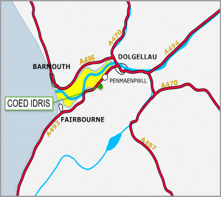 Click to view a full-size version Coed Idris - Idris Wood map