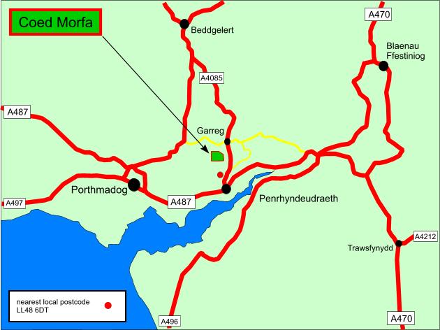 Click to view a full-size version Coed Morfa - SOLD map