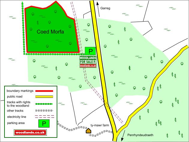 Click to view a full-size version Coed Morfa - SOLD map