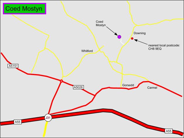 Click to view a full-size version Coed Mostyn - SOLD map