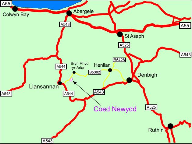 Click to view a full-size version Coed Newydd map