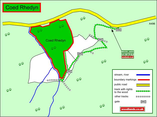 Click to view a full-size version Coed Rhedyn - SOLD map
