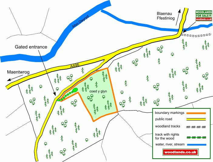 Coed Y Glyn - Valley Wood - SOLD map