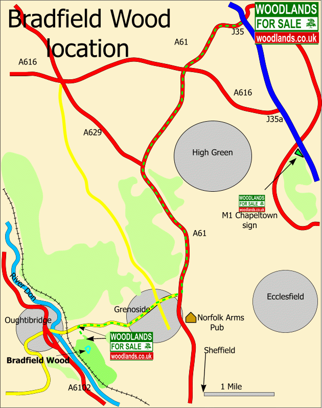 Click to view a full-size version Bradfield Wood - SOLD map