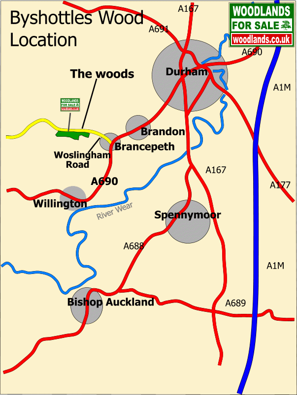 Click to view a full-size version Byshottles Wood - SOLD map