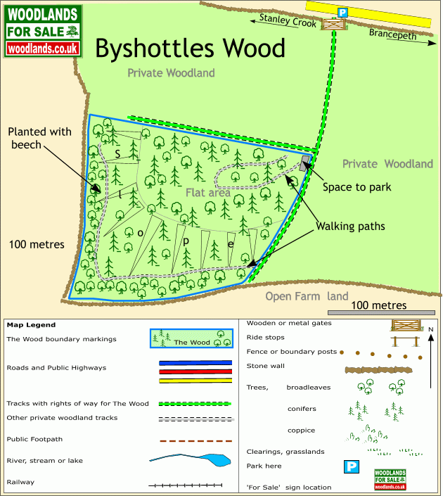Byshottles Wood - SOLD map