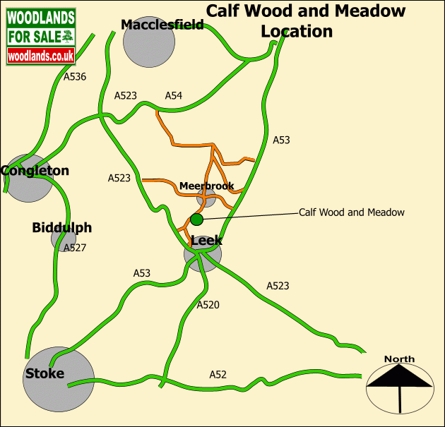Calf Wood and meadow. - SOLD map