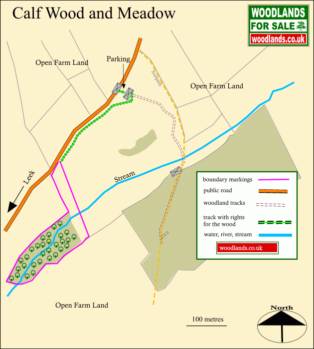 Calf Wood and meadow. - SOLD map