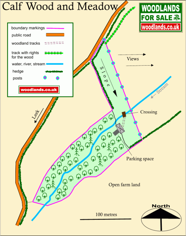 Calf Wood and meadow. - SOLD map