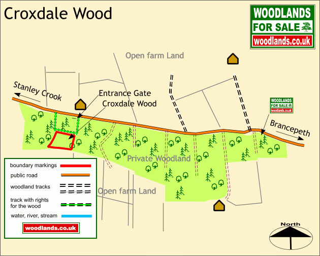 Click to view a full-size version Croxdale Wood - SOLD map