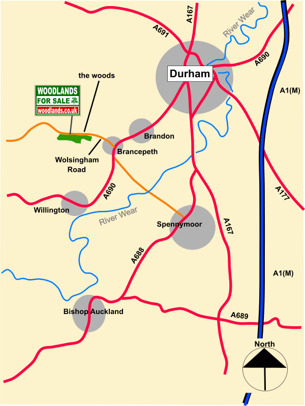 Click to view a full-size version Ushaw Wood - SOLD map