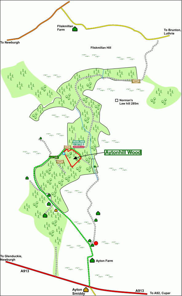 Click to view a full-size version Aytonhill Wood map