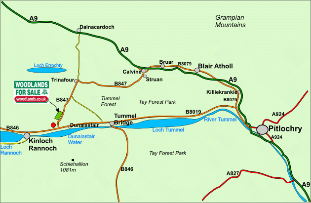 Click to view a full-size version Lairig Wood - SOLD map