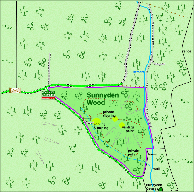 Click to view a full-size version Sunnyden Wood - SOLD map