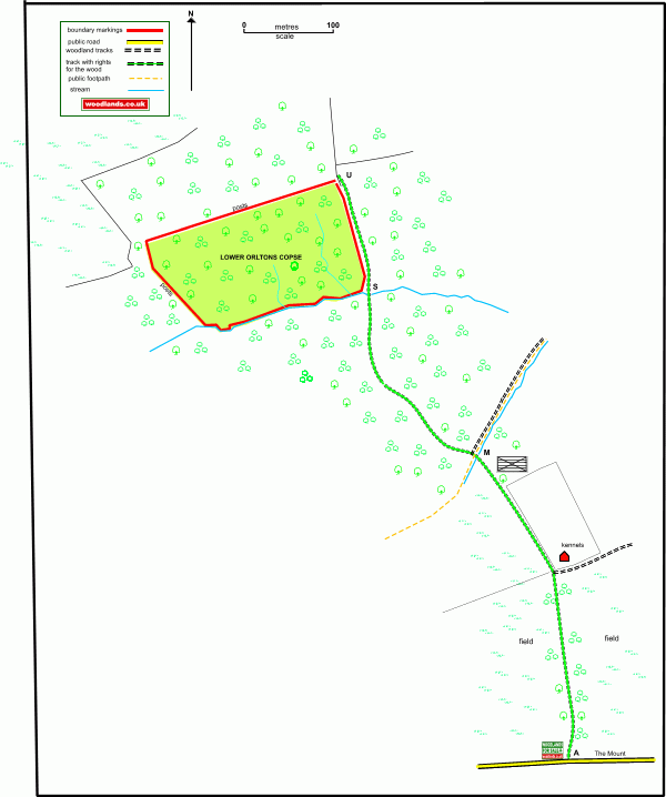 Lower Orltons Copse map
