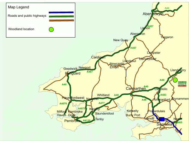 Click to view a full-size version Allt Dderw - Oak Wood map