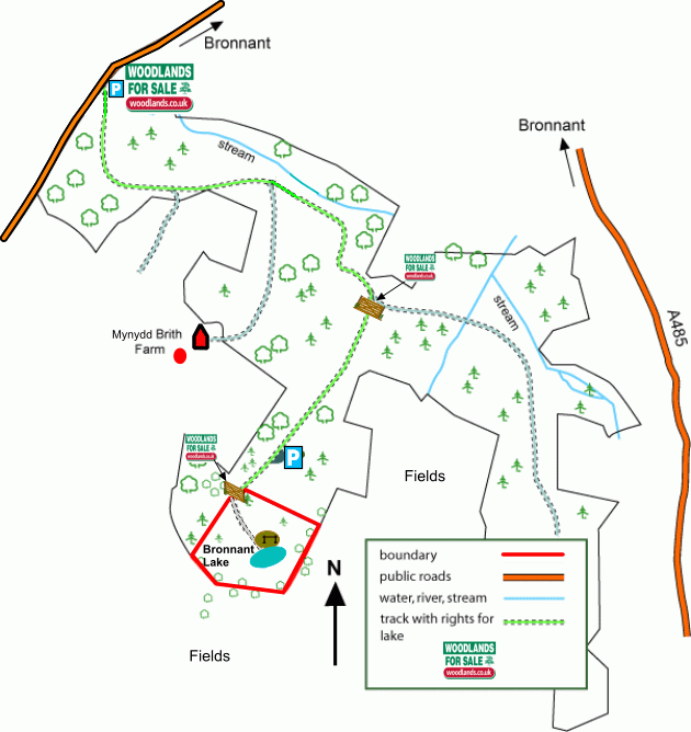 Bronnant Lake map