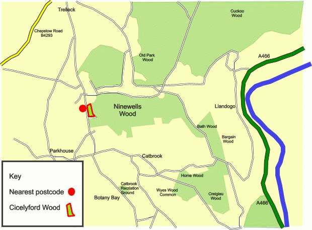 Click to view a full-size version Cicelyford Wood map