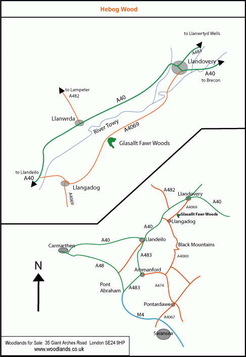 Click to view a full-size version Coed Hebog - SOLD map