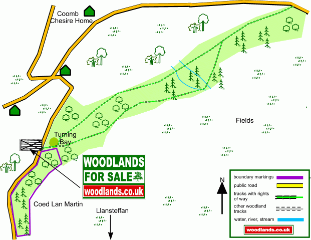 Click to view a full-size version Coed Lan-Martin map