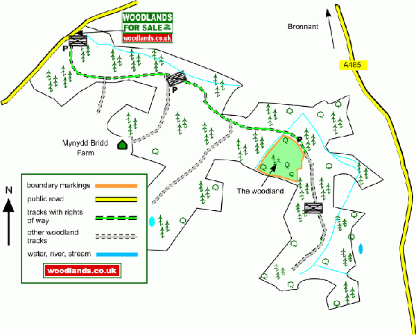 Coed Taihirion-wood of the long houses - SOLD map
