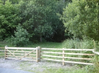 gated main entrance to woodland