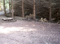 Parking area with stone seat