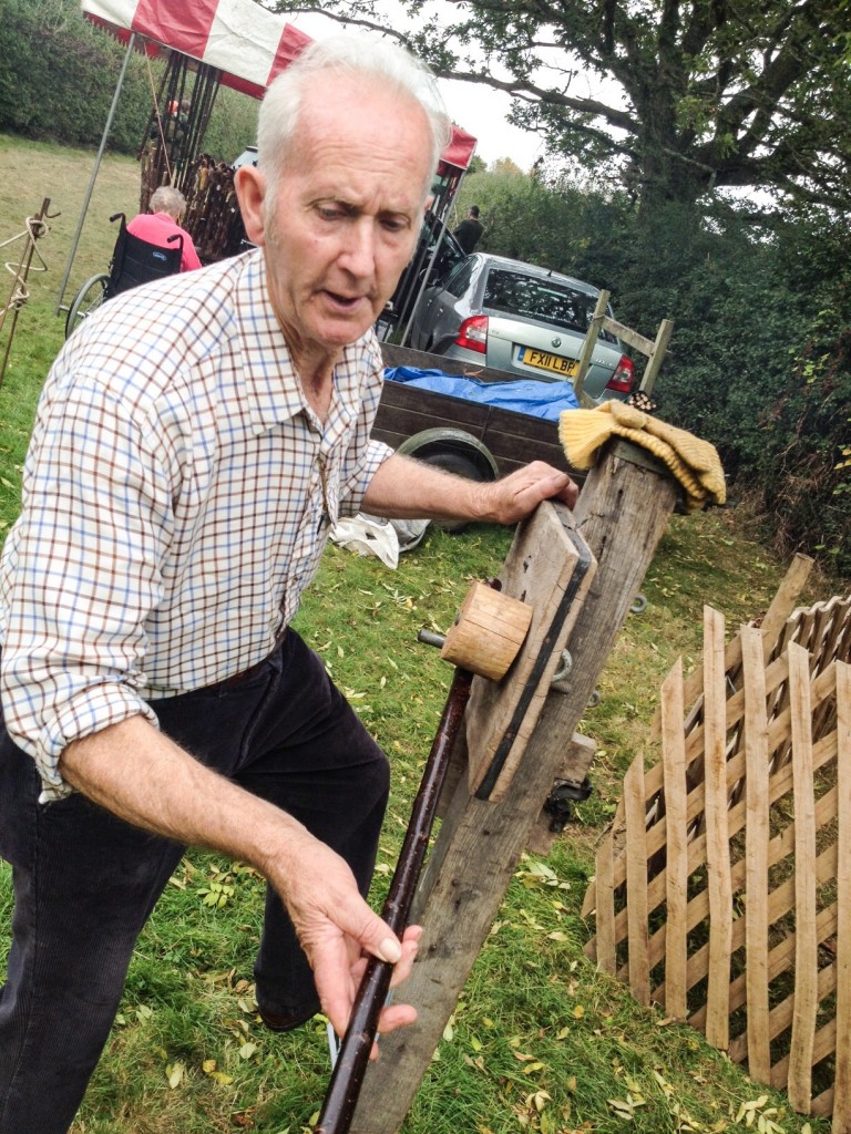 Making walking sticks from stems picked out of the woodlands